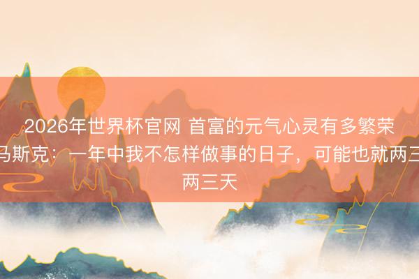 2026年世界杯官网 首富的元气心灵有多繁荣？马斯克：一年中我不怎样做事的日子，可能也就两三天