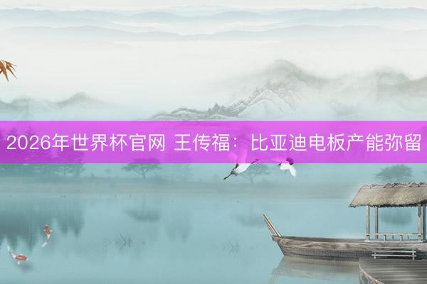 2026年世界杯官网 王传福：比亚迪电板产能弥留
