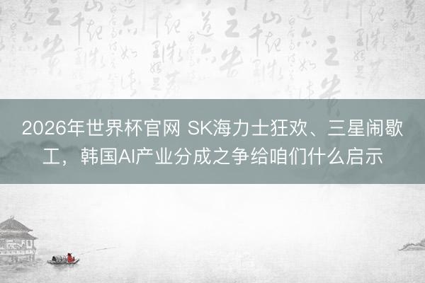 2026年世界杯官网 SK海力士狂欢、三星闹歇工，韩国AI产业分成之争给咱们什么启示