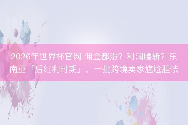 2026年世界杯官网 佣金都涨？利润腰斩？东南亚「后红利时期」，一批跨境卖家尴尬胆怯
