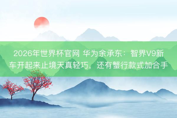 2026年世界杯官网 华为余承东：智界V9新车开起来止境天真轻巧，还有蟹行款式加合手
