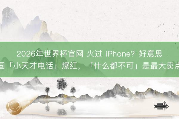 2026年世界杯官网 火过 iPhone？好意思国「小天才电话」爆红，「什么都不可」是最大卖点