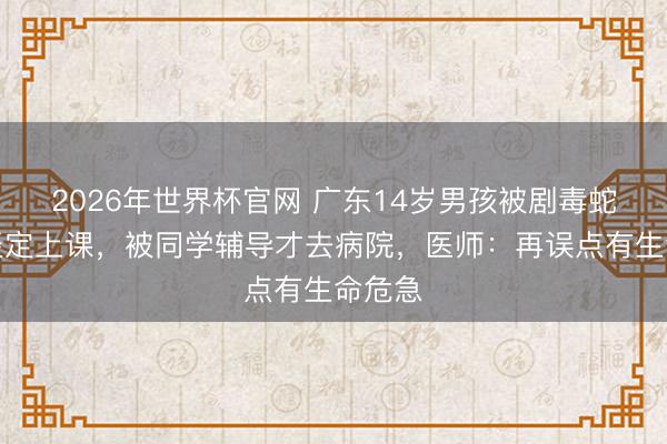 2026年世界杯官网 广东14岁男孩被剧毒蛇咬后淡定上课，被同学辅导才去病院，医师：再误点有生命危急