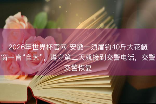2026年世界杯官网 安徽一须眉钓40斤大花鲢挂车窗一皆“自大”，遵守第二天就接到交警电话，交警恢复