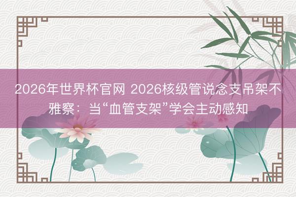 2026年世界杯官网 2026核级管说念支吊架不雅察:当“血管支架”学会主动感知