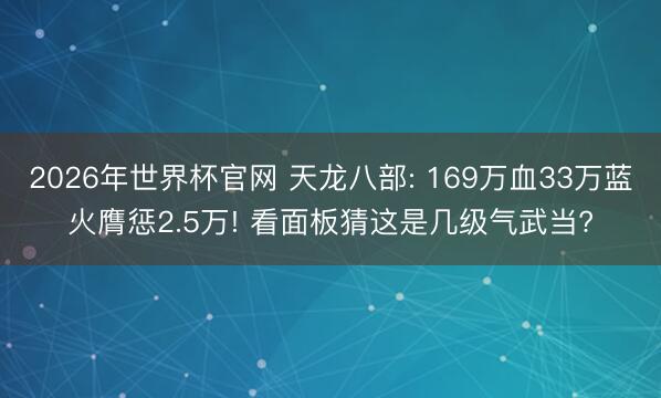 2026年世界杯官网 天龙八部: 169万血33万蓝火膺惩2.5万! 看面板猜这是几级气武当?