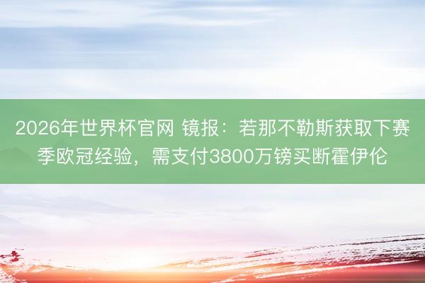 2026年世界杯官网 镜报：若那不勒斯获取下赛季欧冠经验，需支付3800万镑买断霍伊伦