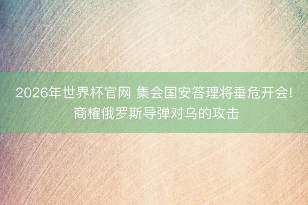2026年世界杯官网 集会国安答理将垂危开会! 商榷俄罗斯导弹对乌的攻击