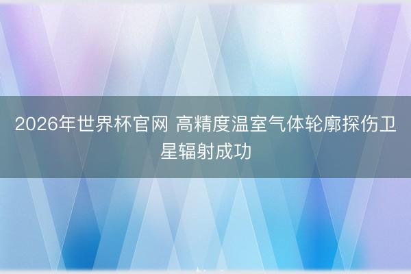2026年世界杯官网 高精度温室气体轮廓探伤卫星辐射成功